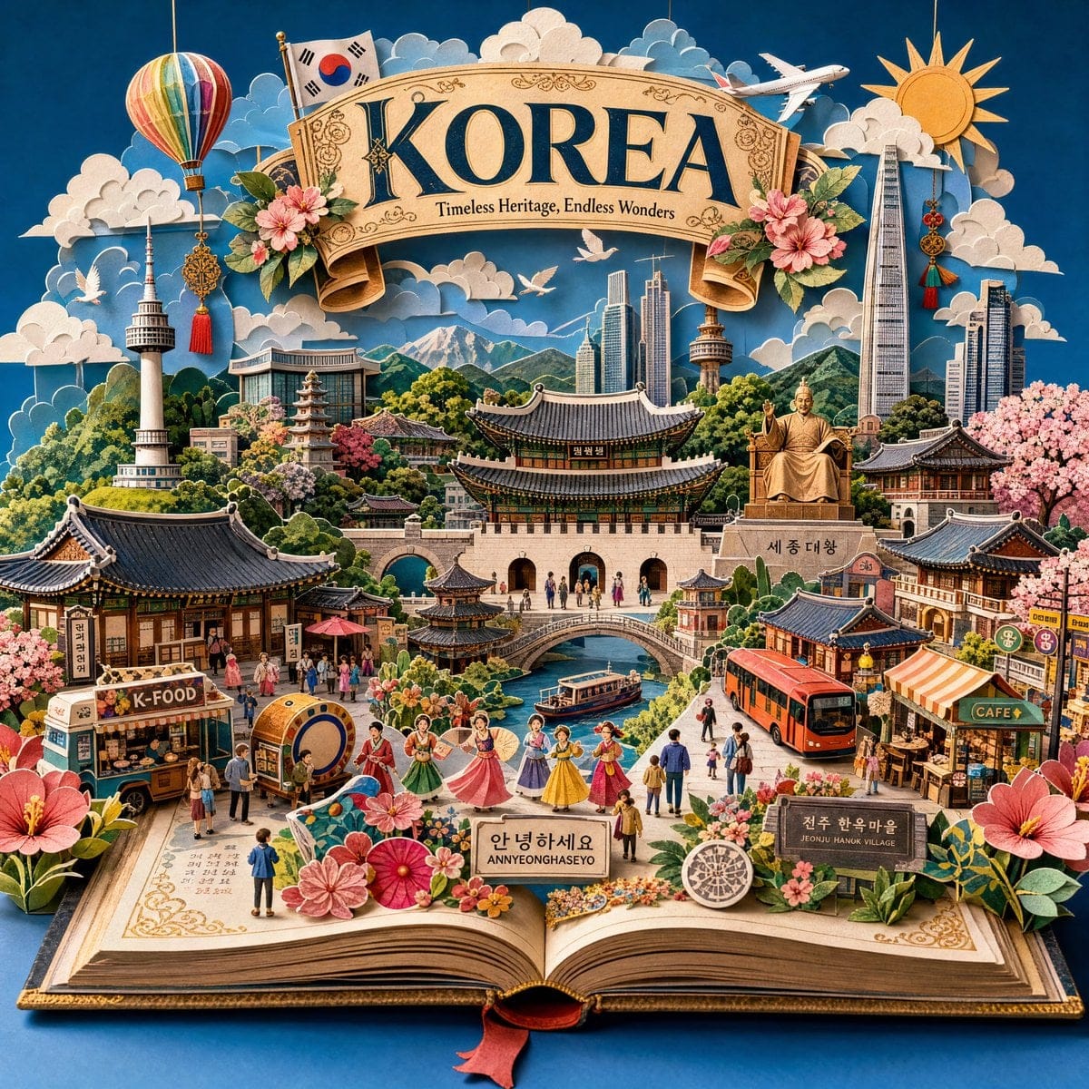 3D立体弹卡旅行故事书插画