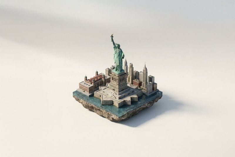 等距视角地标建筑3D微缩立体模型
