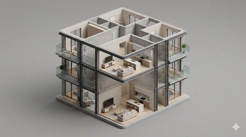 3D 等距建筑剖面微缩模型