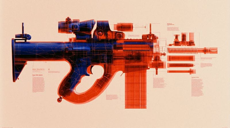 低多边形透明武器解剖信息图
