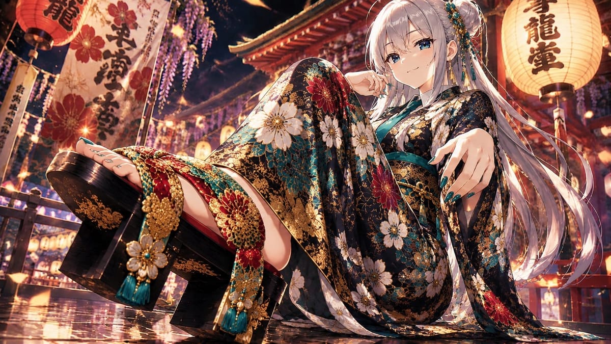 元宵节木屐动漫少女
