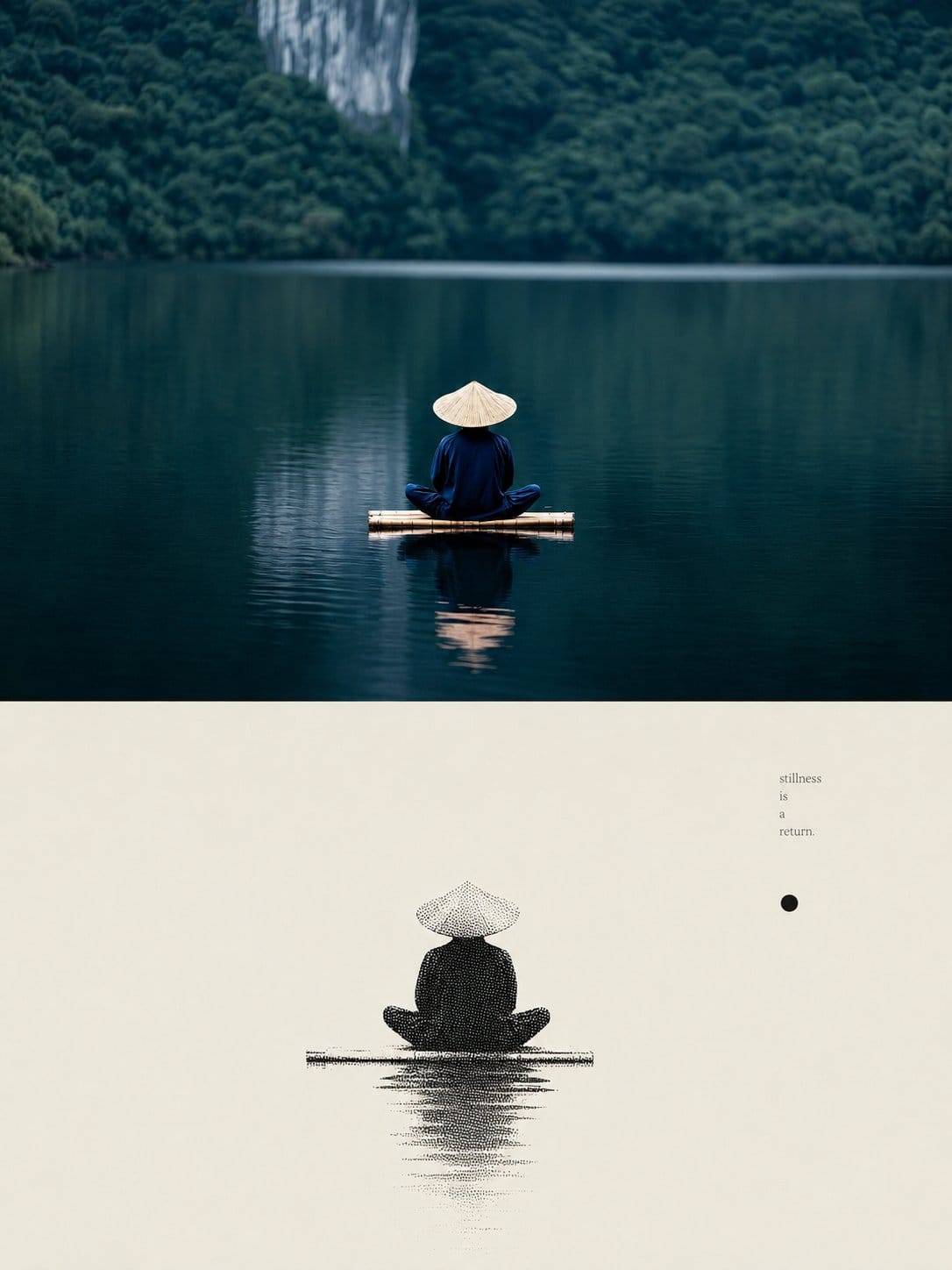 禅湖冥想双联画