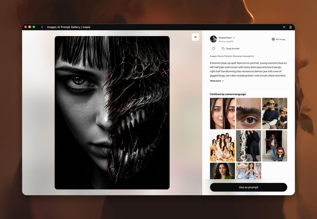 AI Prompt Gallery Browser Mockup