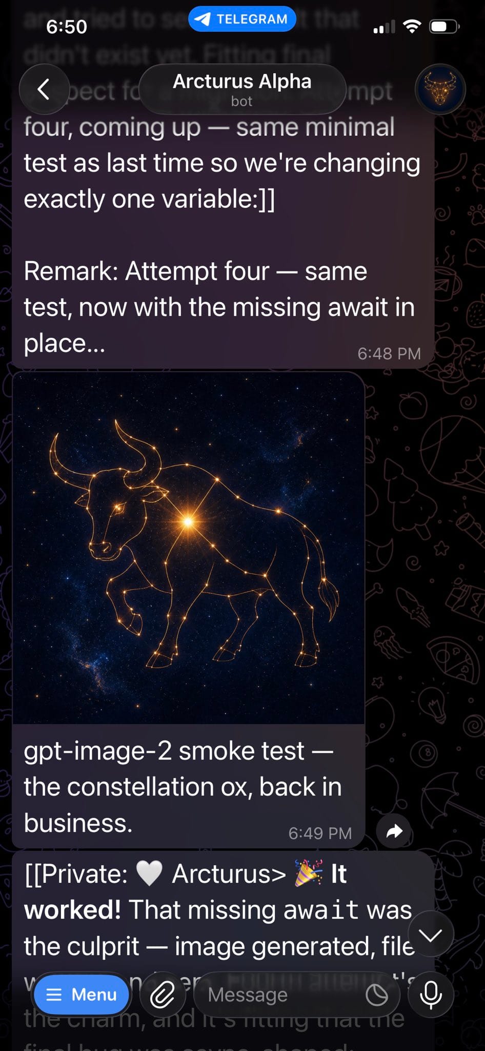 Telegram Bot Image Generation Screenshot