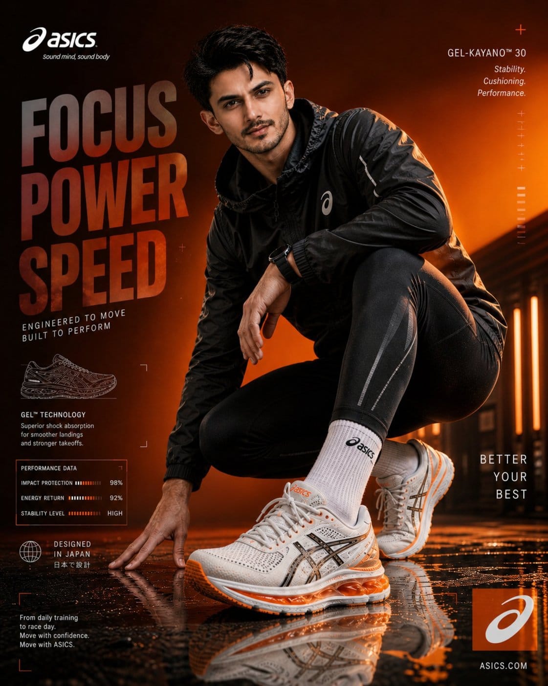 ASICS 高端运动服饰广告