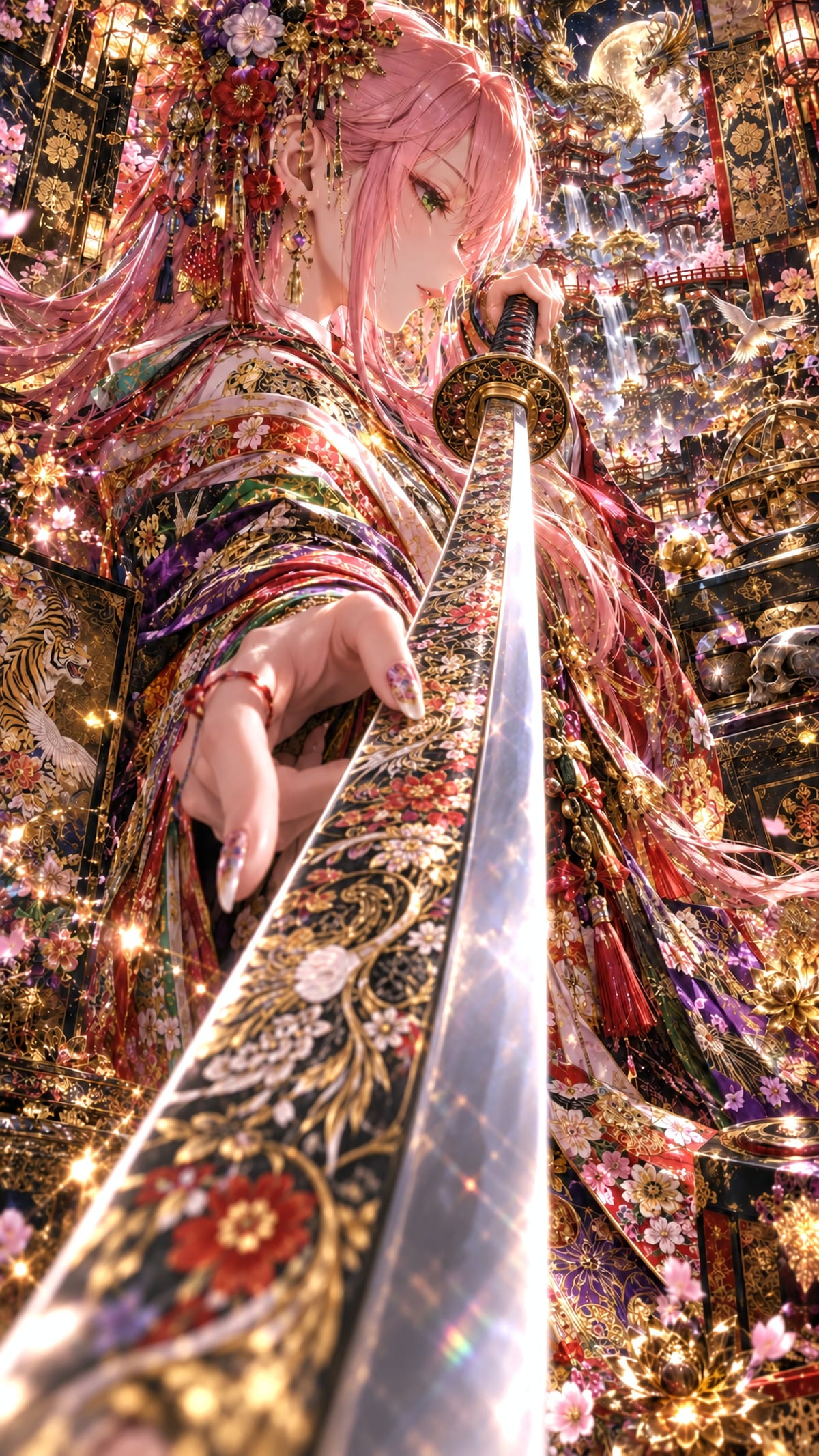 华丽的粉发武士公主