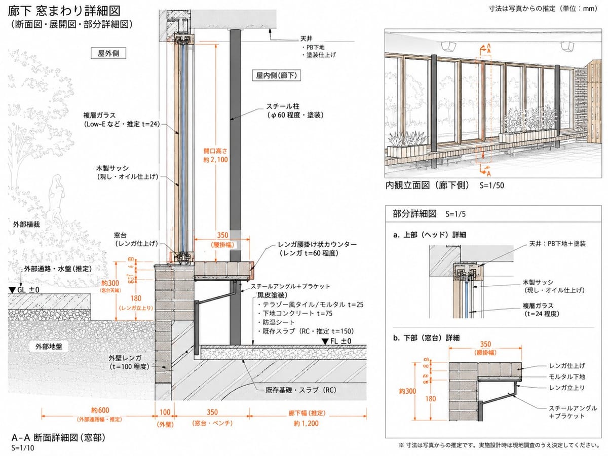 日式走廊窗户详图图纸