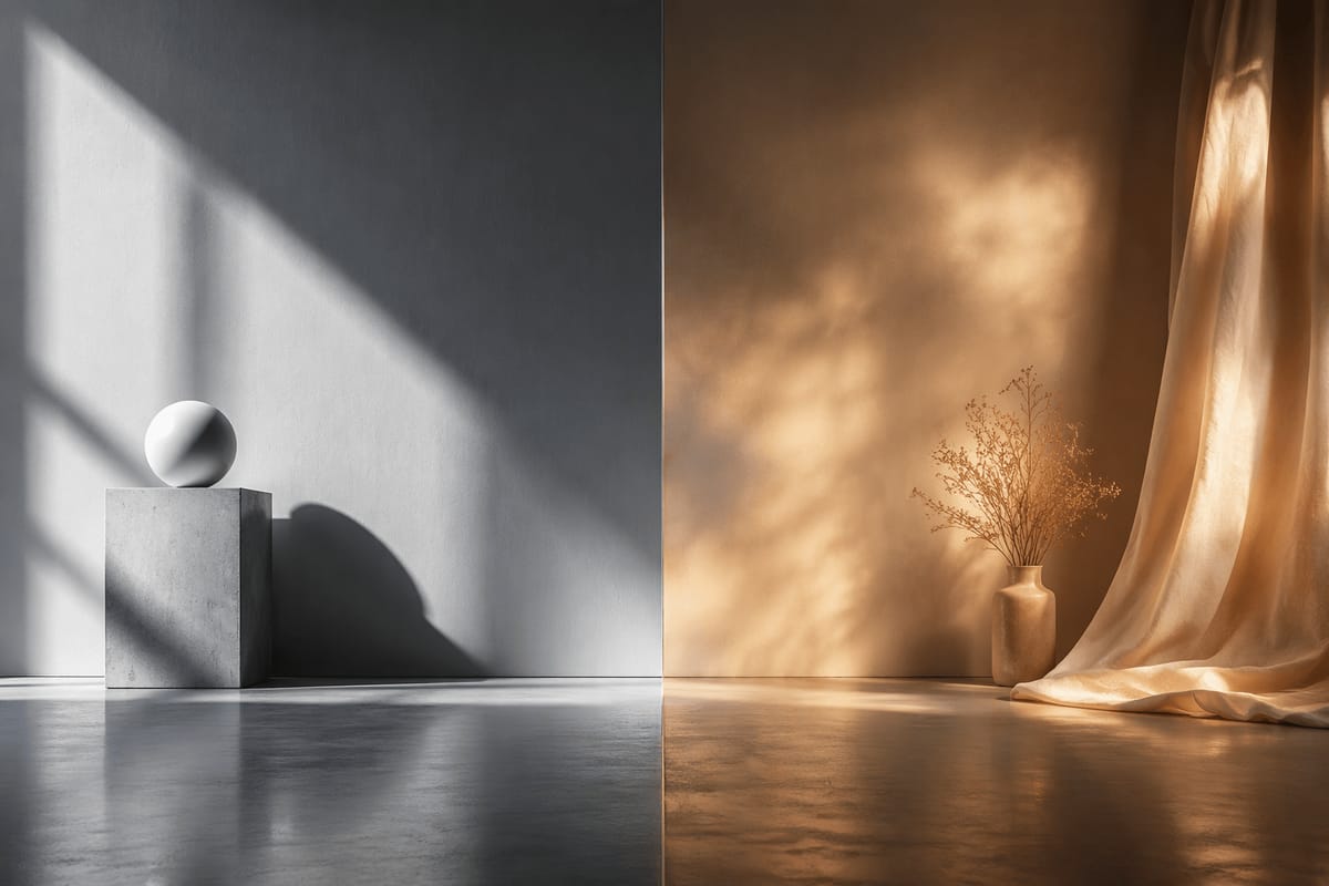 Split-Screen Hard vs Soft Light Interior
