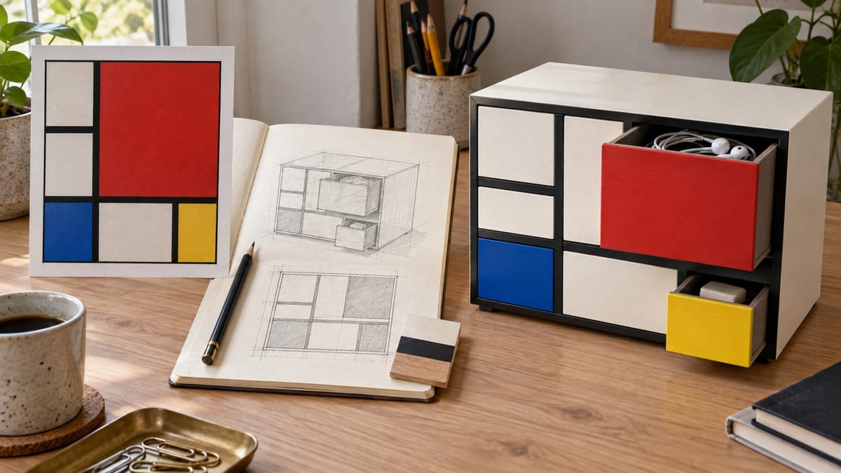 Mondrian Style Storage Cabinet Design
