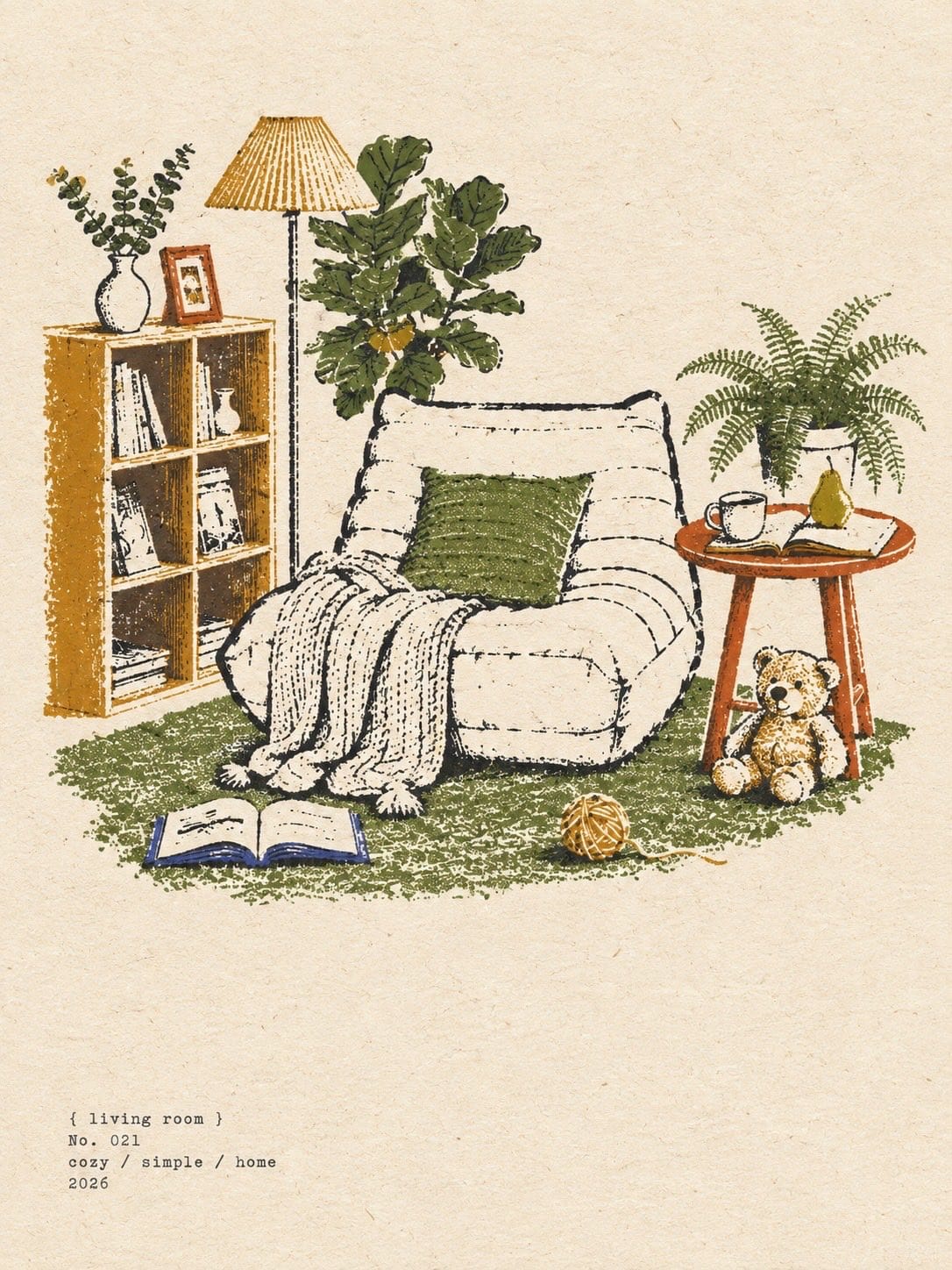 Vintage Cozy Living Room Illustration