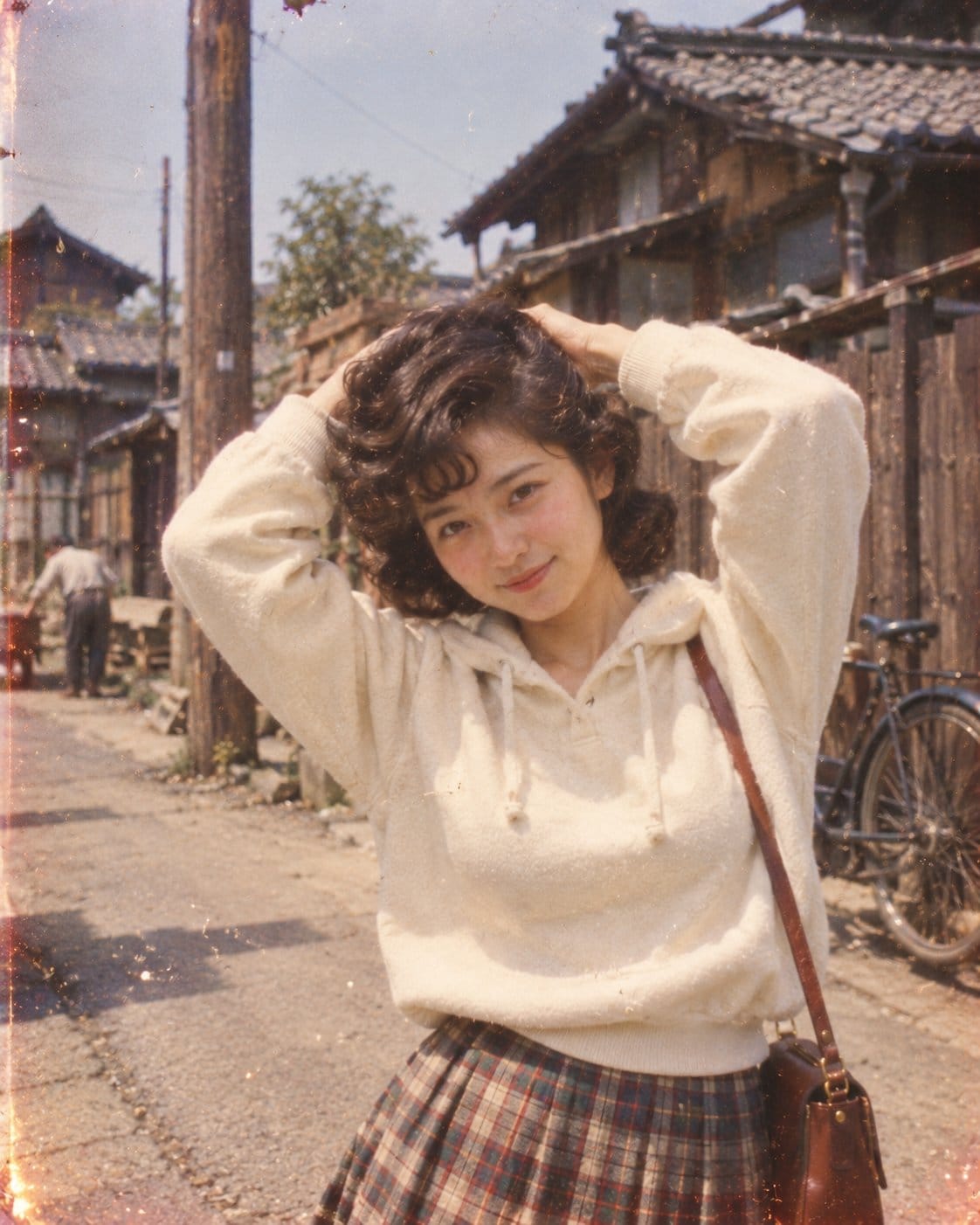 传统日本街头女性的复古照片