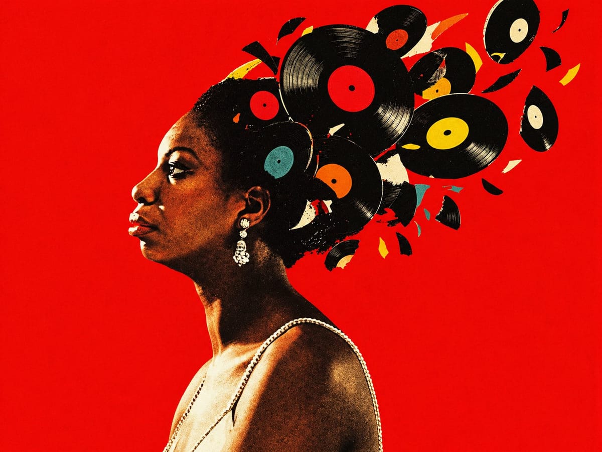 Vinyl Record Hair Collage Portrait