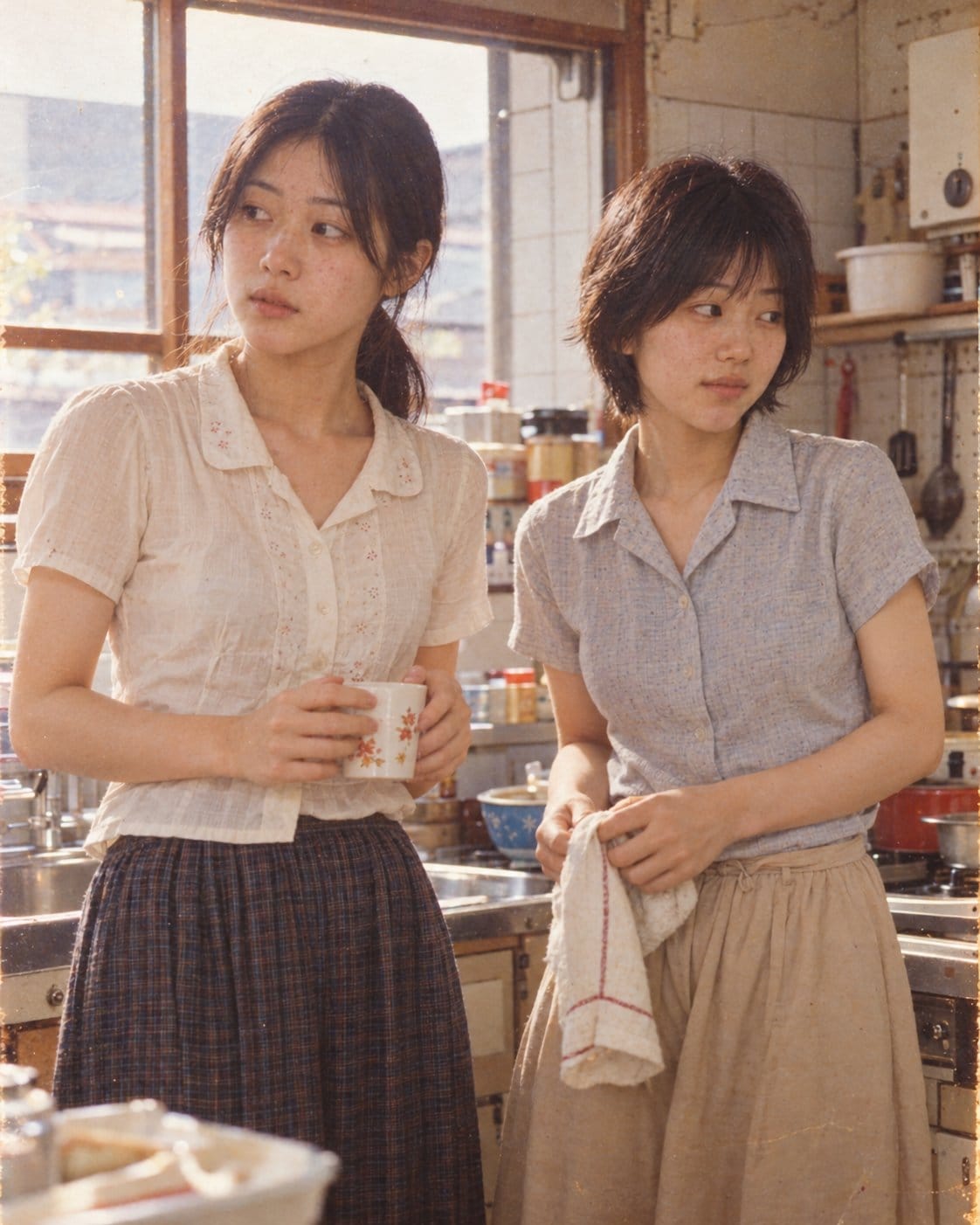 乡村厨房中的两位女性