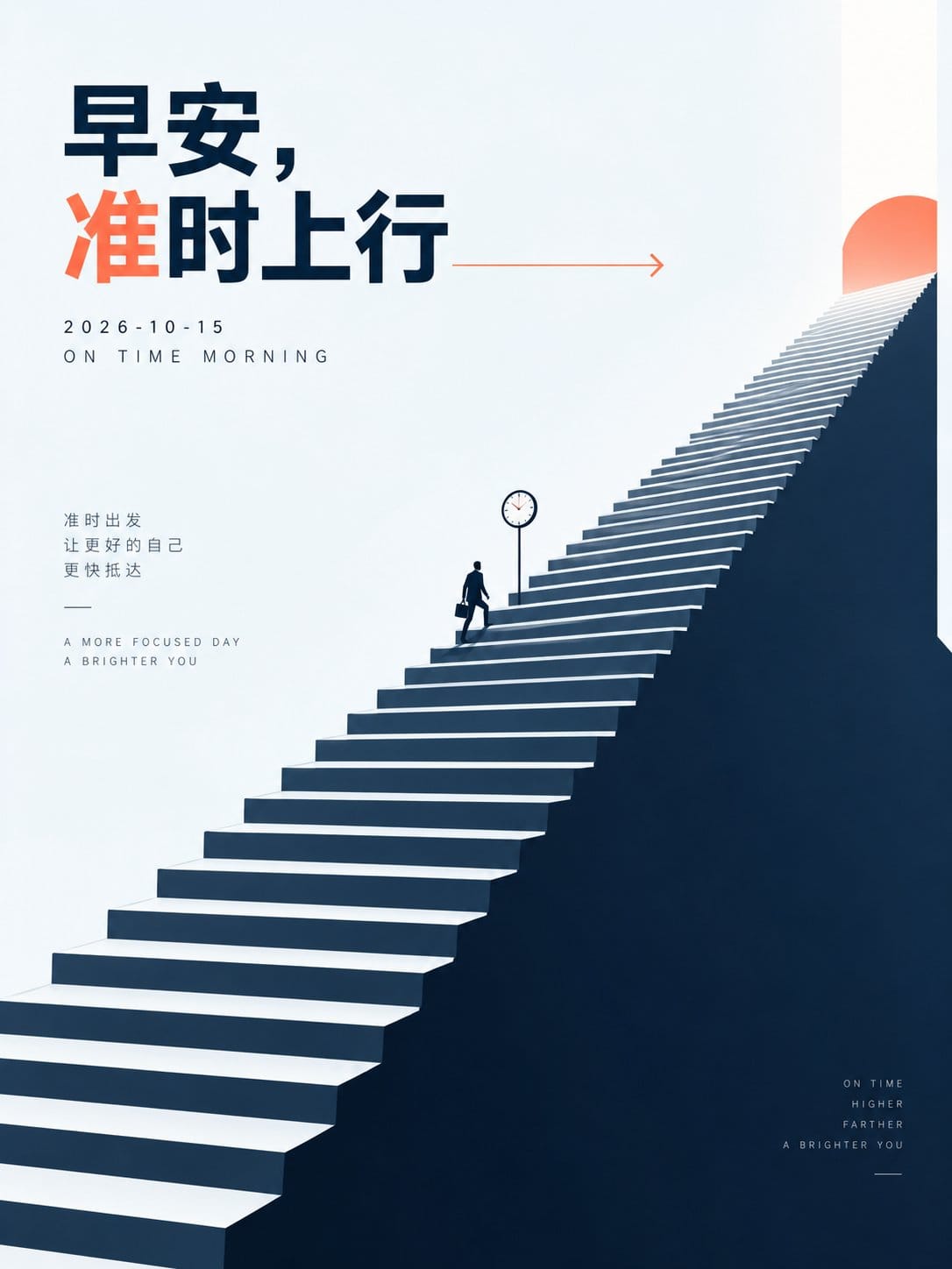 极简主义楼梯早安海报