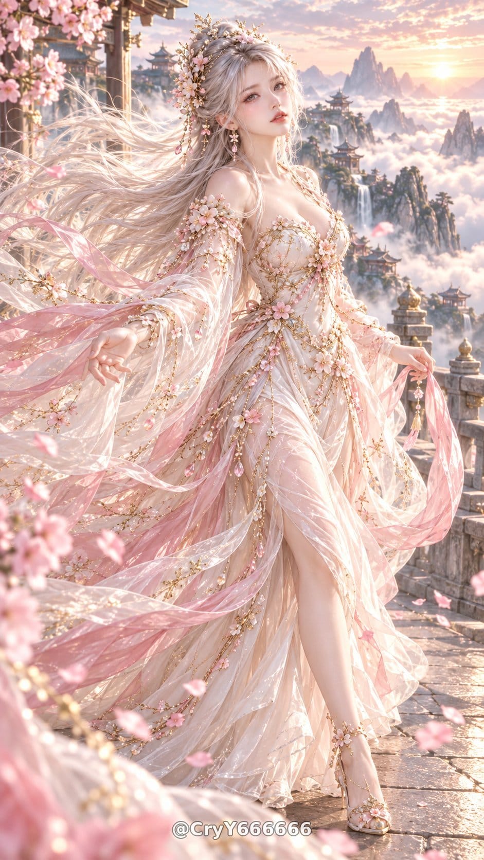 Sakura Goddess Fantasy Portrait Prompt