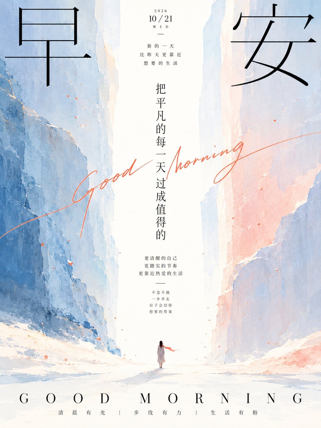 宁静早安水彩海报