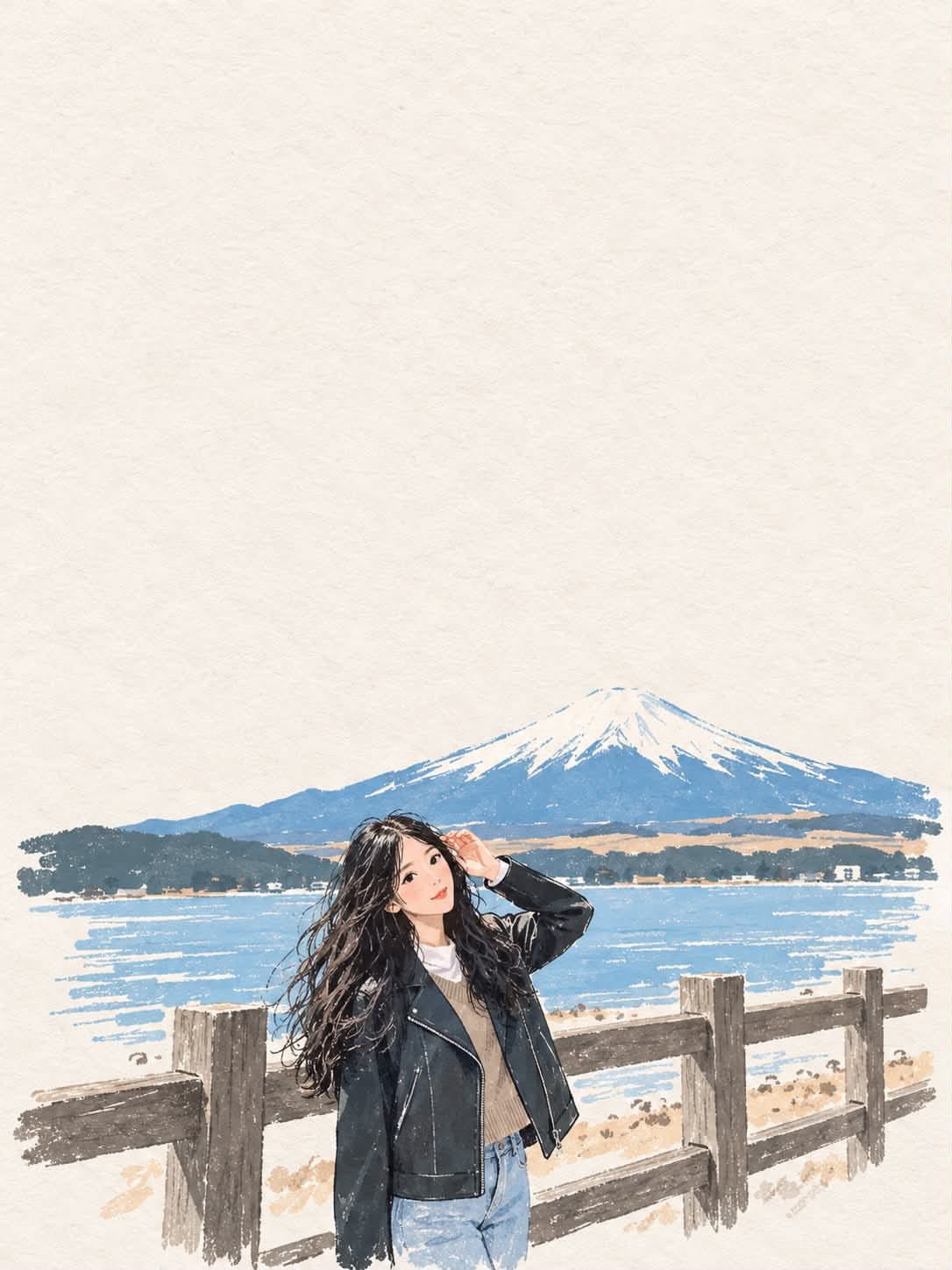 日式水彩旅行插画