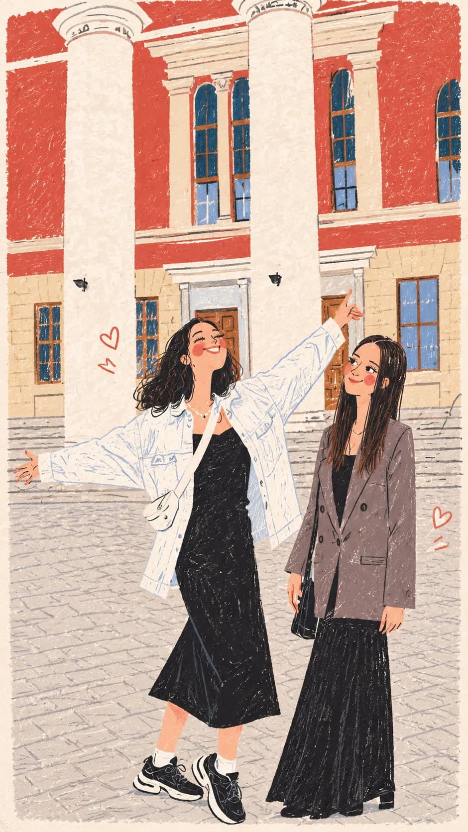 复古绘本旅行插画提示词