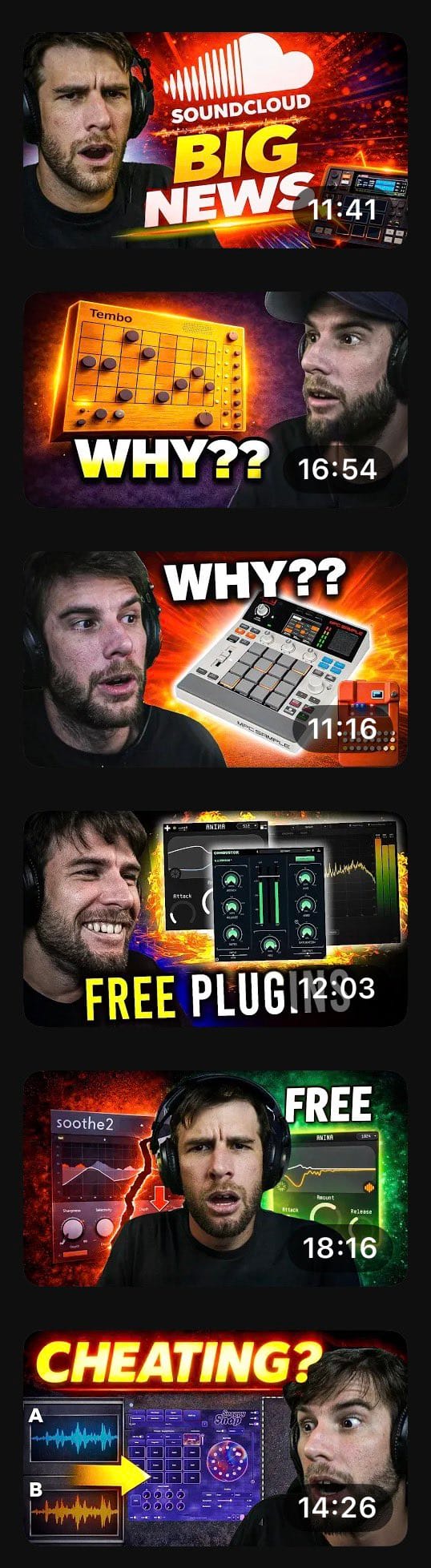 音乐科技类 YouTube 缩略图