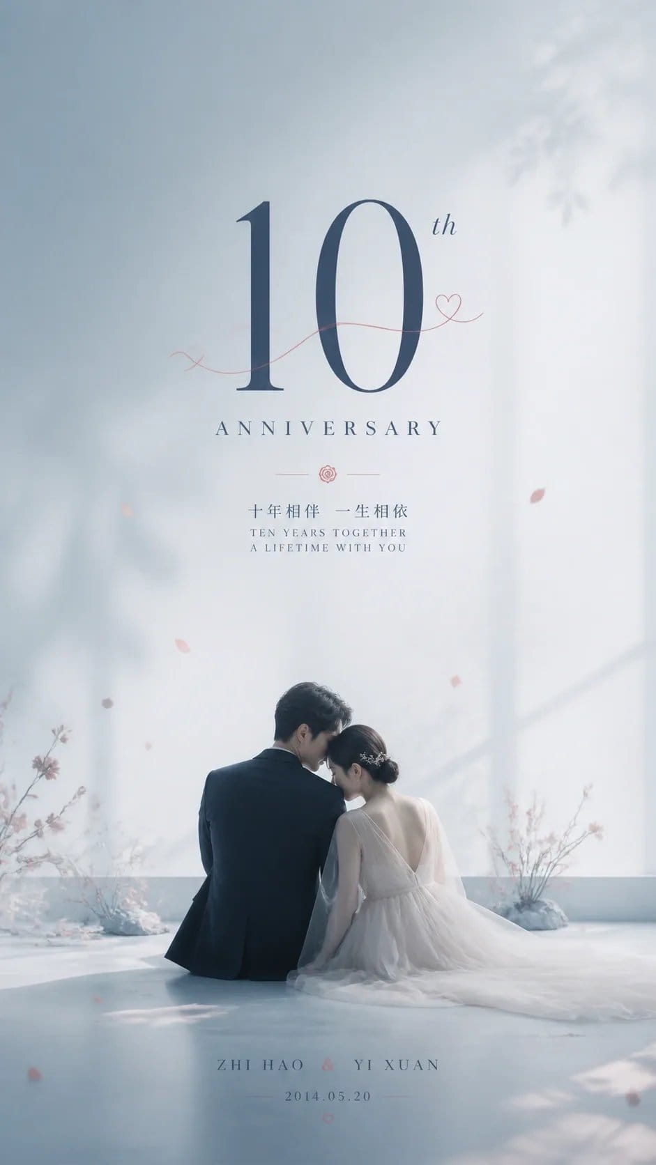 Ethereal Blue Wedding Anniversary Poster