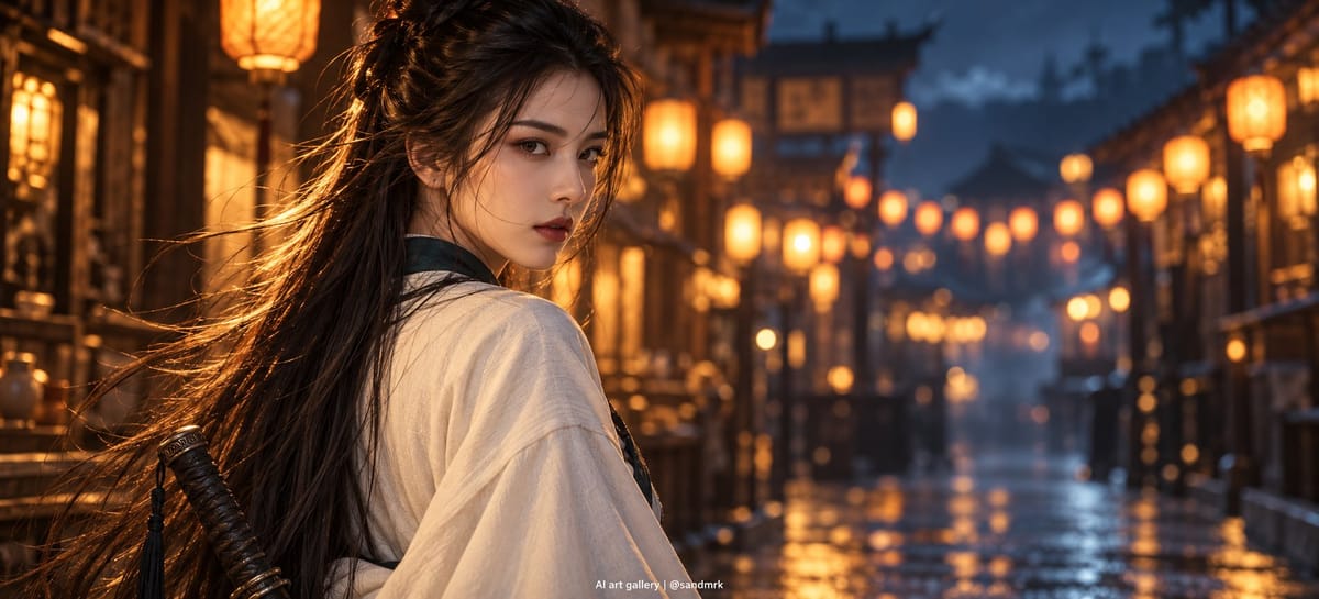 电影感夜市女剑客