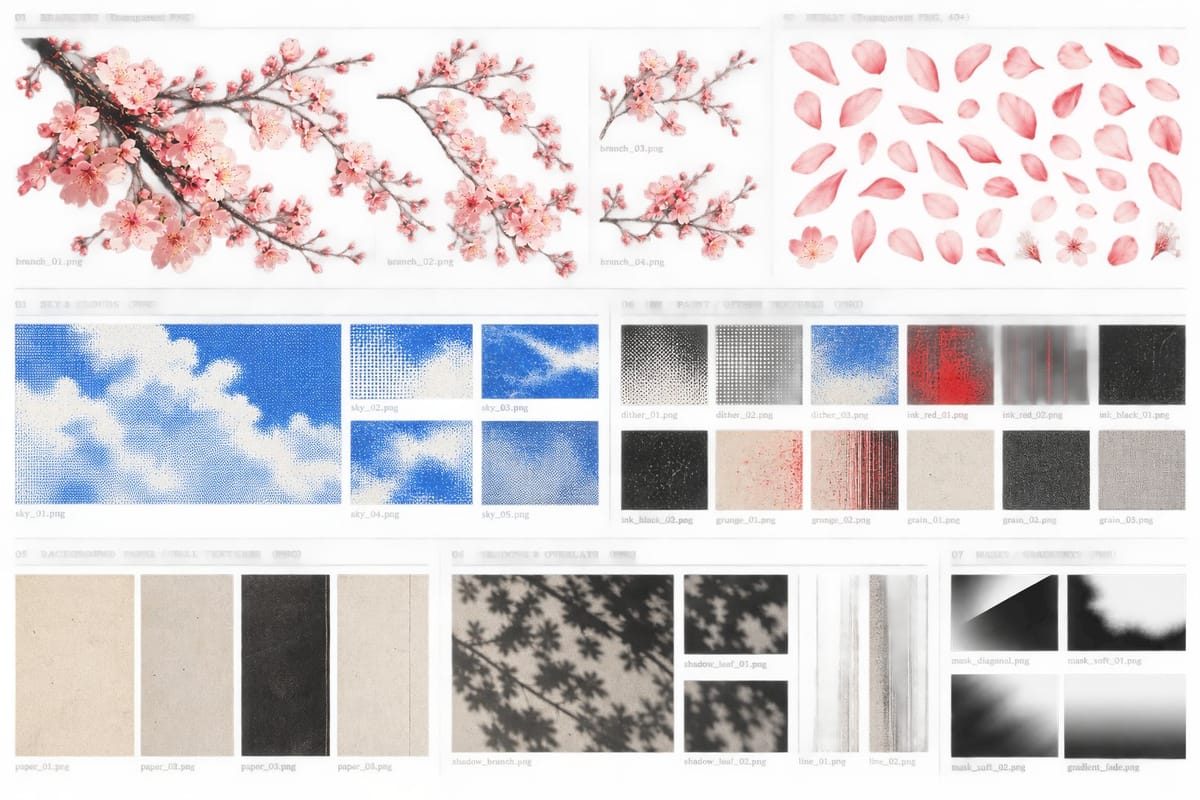 Cherry Blossom & Texture Asset Sheet