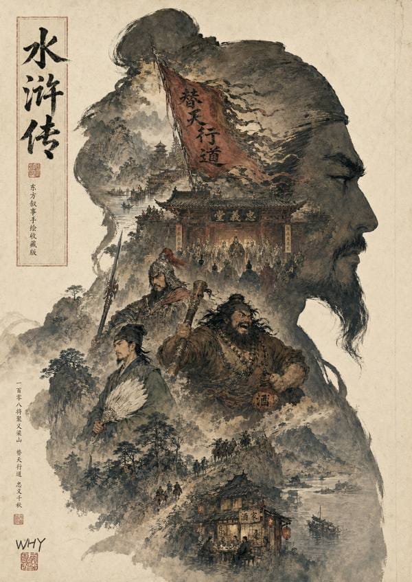 东方叙事书卷海报：名著经典视觉化