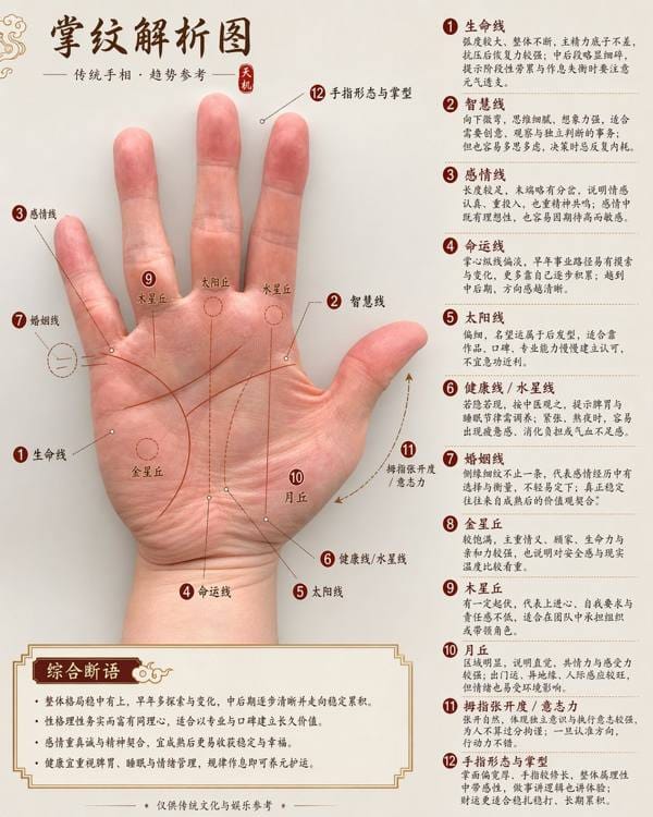 掌纹玄学算命分析海报