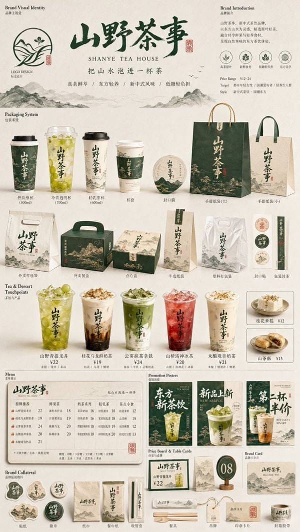 餐饮品牌触点矩阵VI展示板