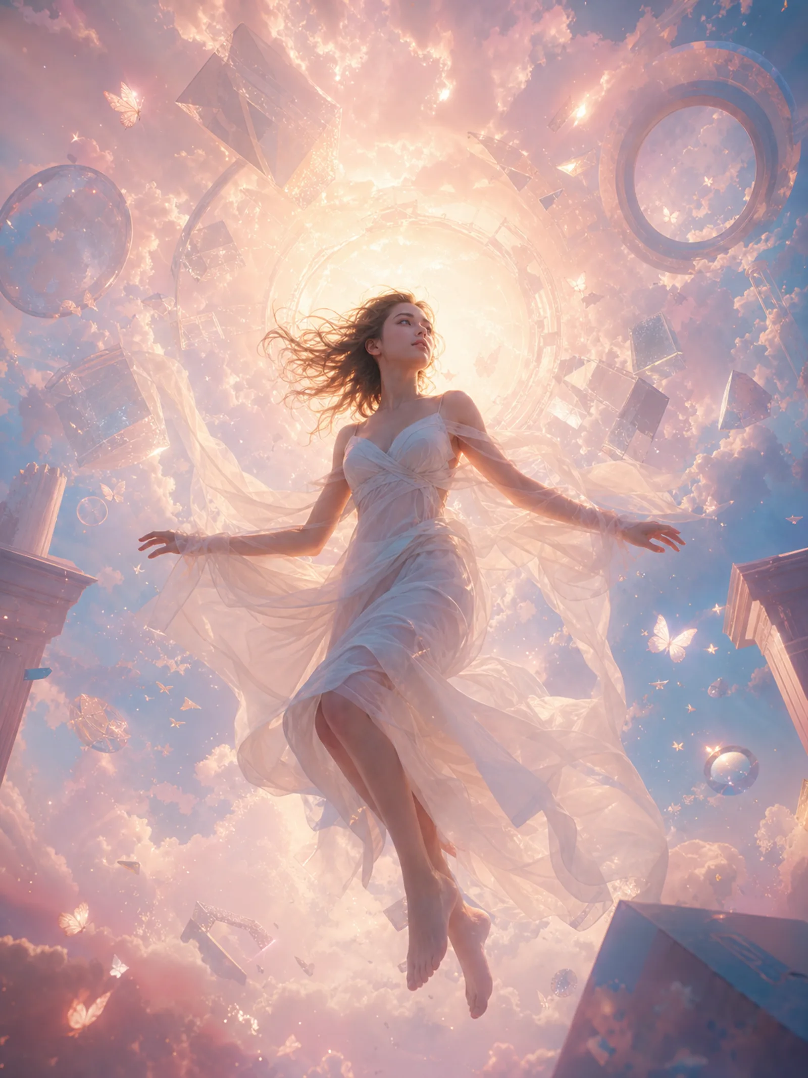 Create a surreal dreamcore cinematic pos