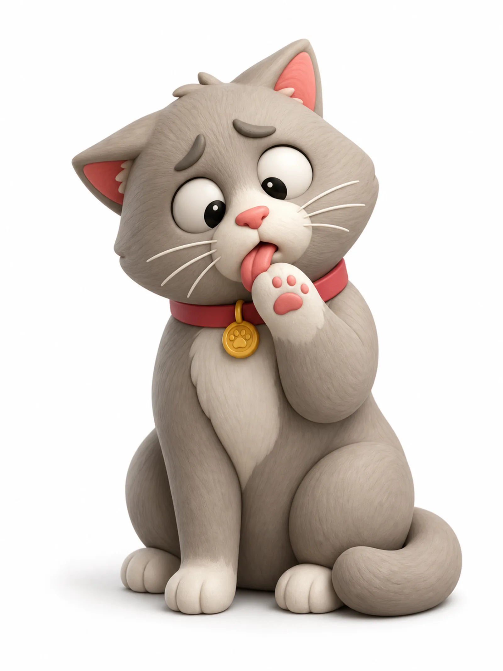 Cute 3D render of a cat, matte finish, s