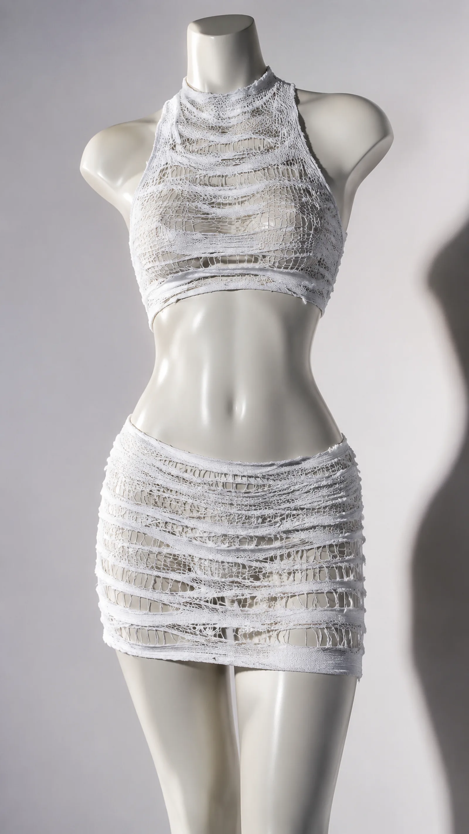 Two-piece rave fashion set in solid whit