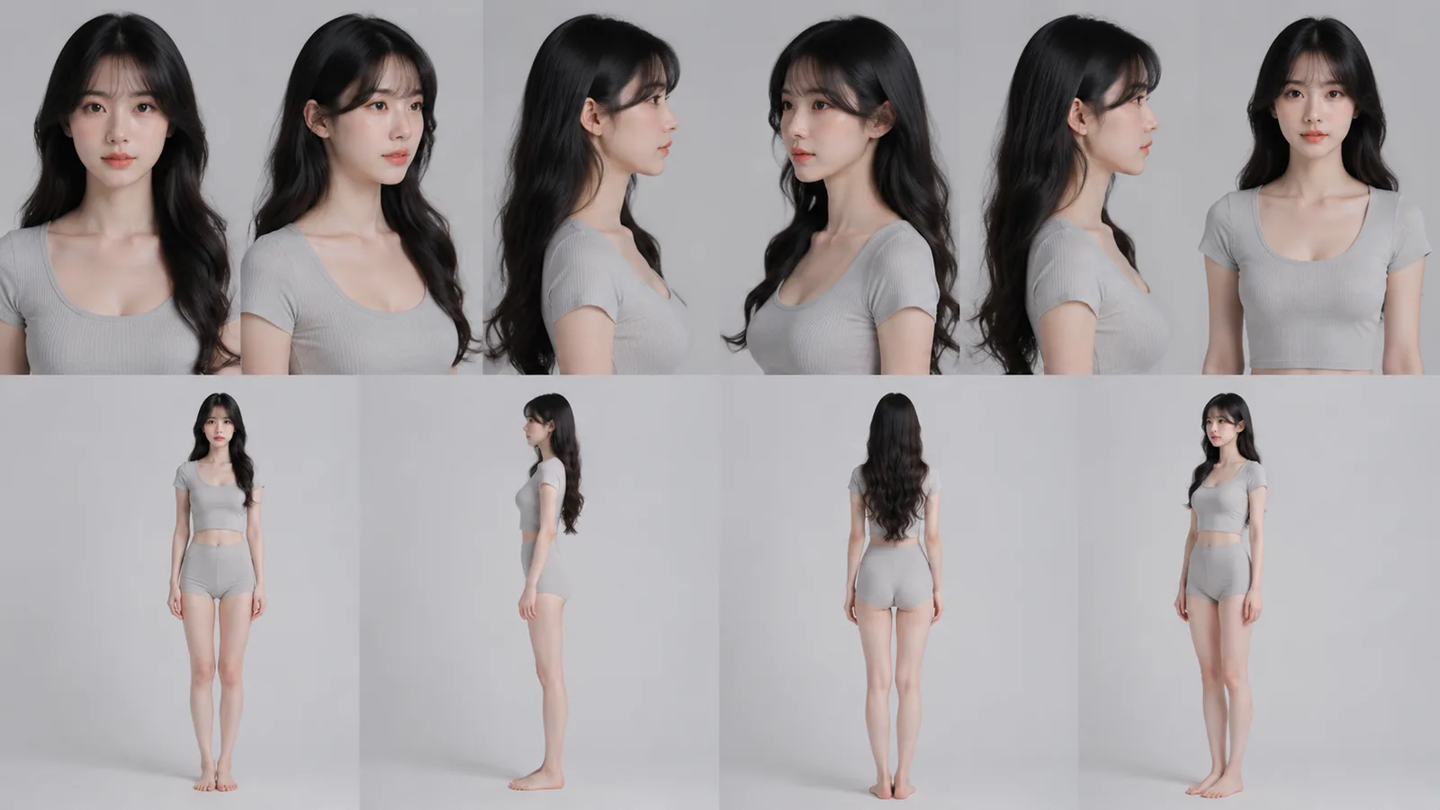 生成一张专业 Character Sheet 角色母版图，用于长期固定同一个角色