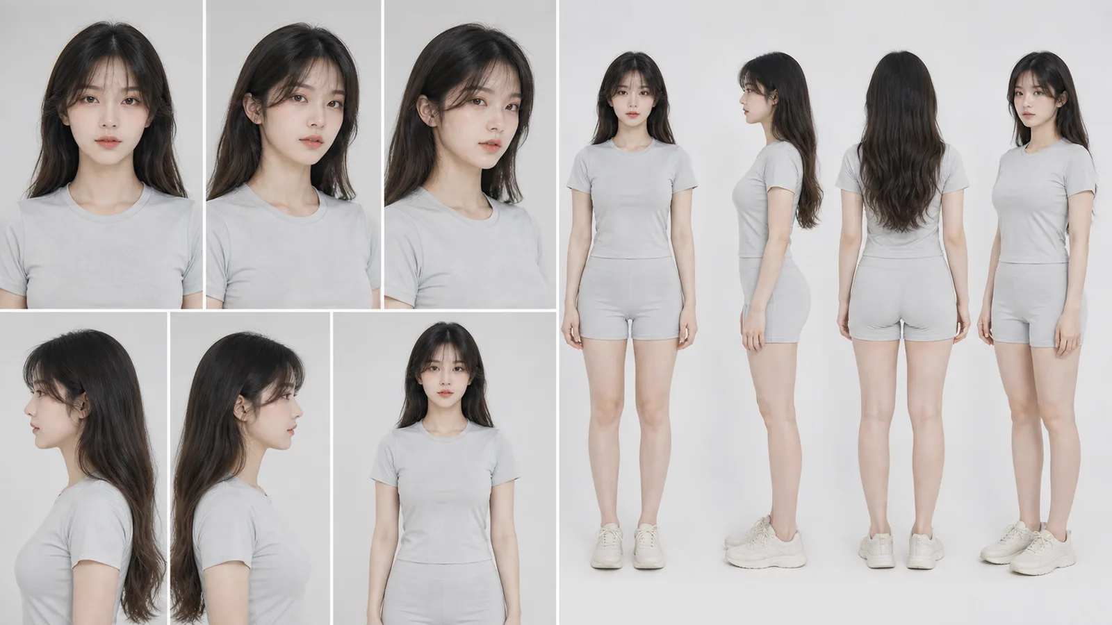 生成一张专业 Character Sheet 角色母版图，用于长期固定同一个角色
