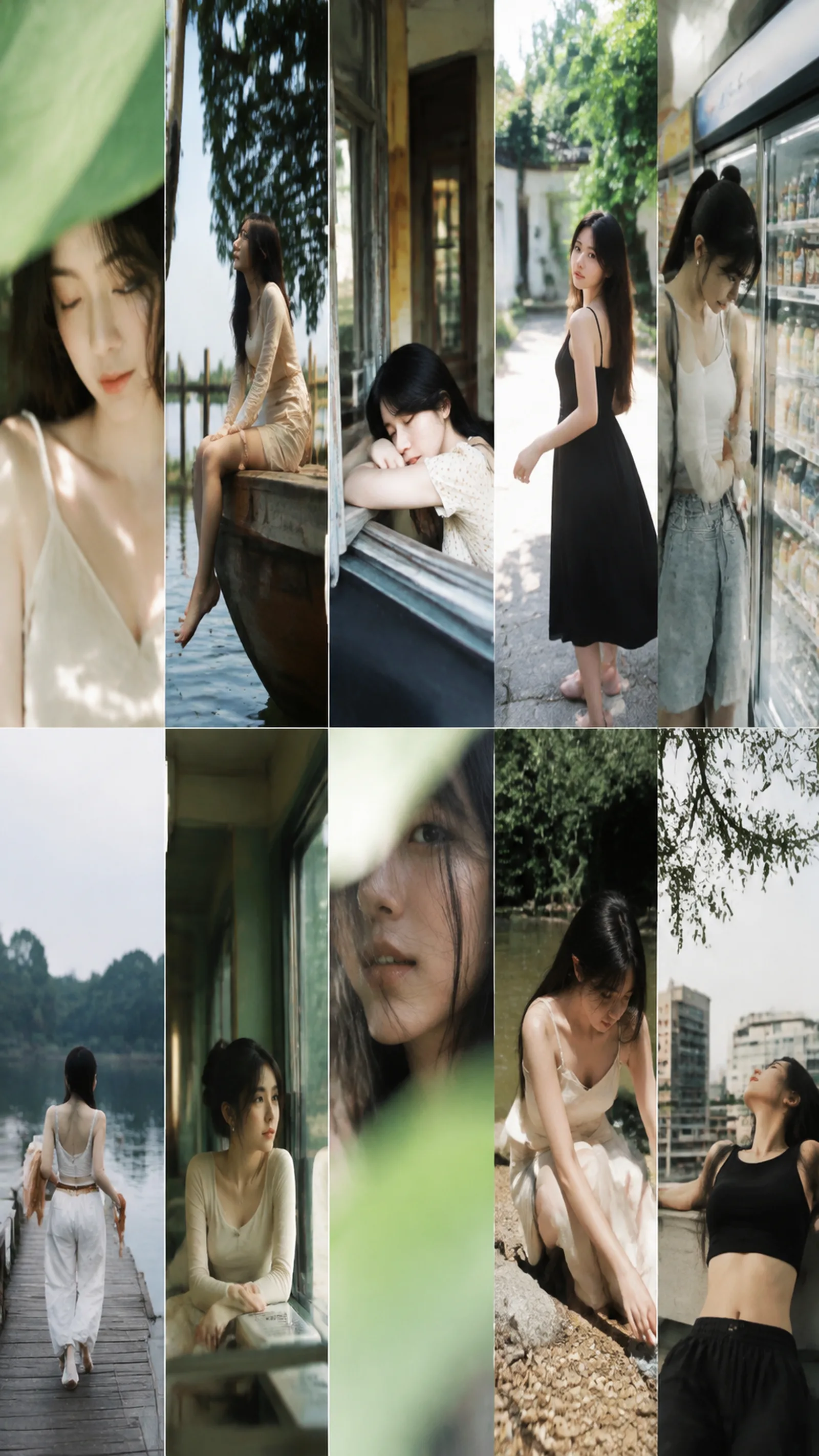 n=10，9:16 真实生活摄影抓拍写真。主体固定为：一个极具镜头感的韩国 IN