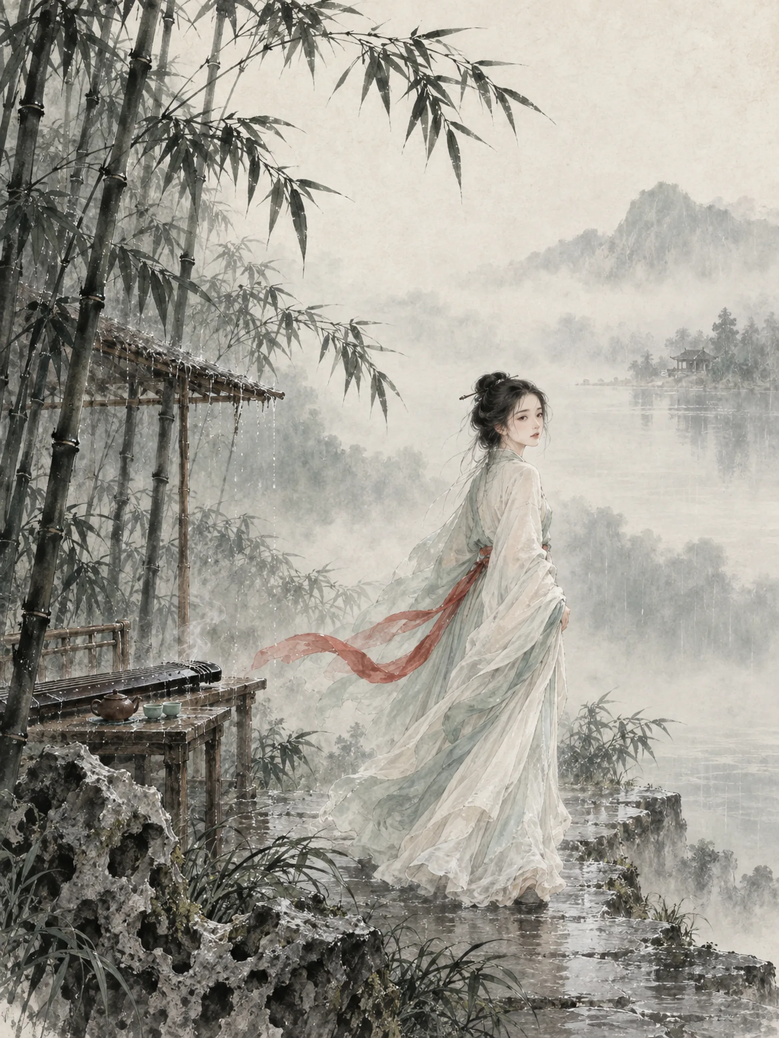 清雅疏淡；虚实相生；竹石琴茶；烟雨寂寥；佳人独出；破格惊鸿