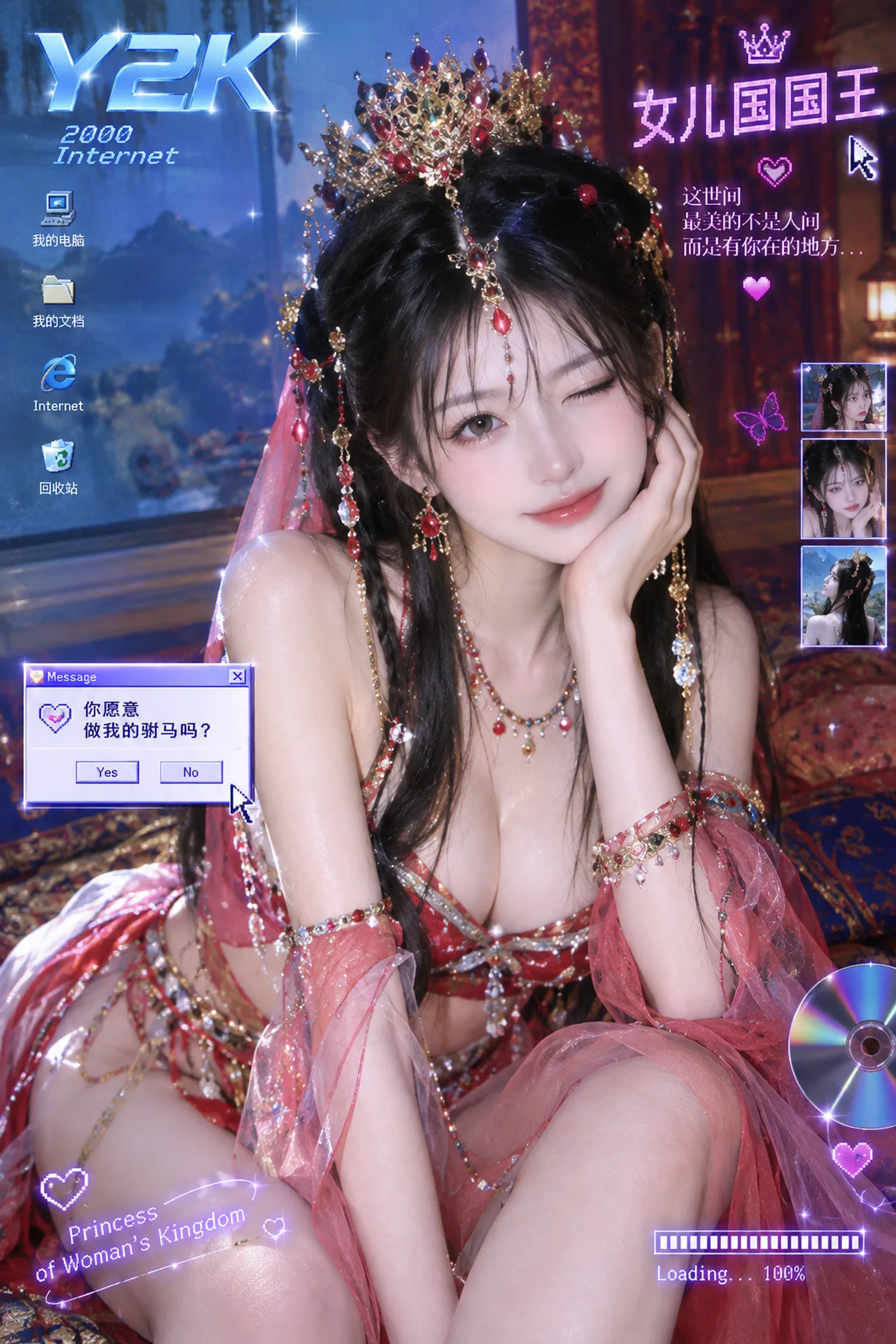 千禧年非主流 × 早期数码感 × 反差萌 × 女儿国国王
