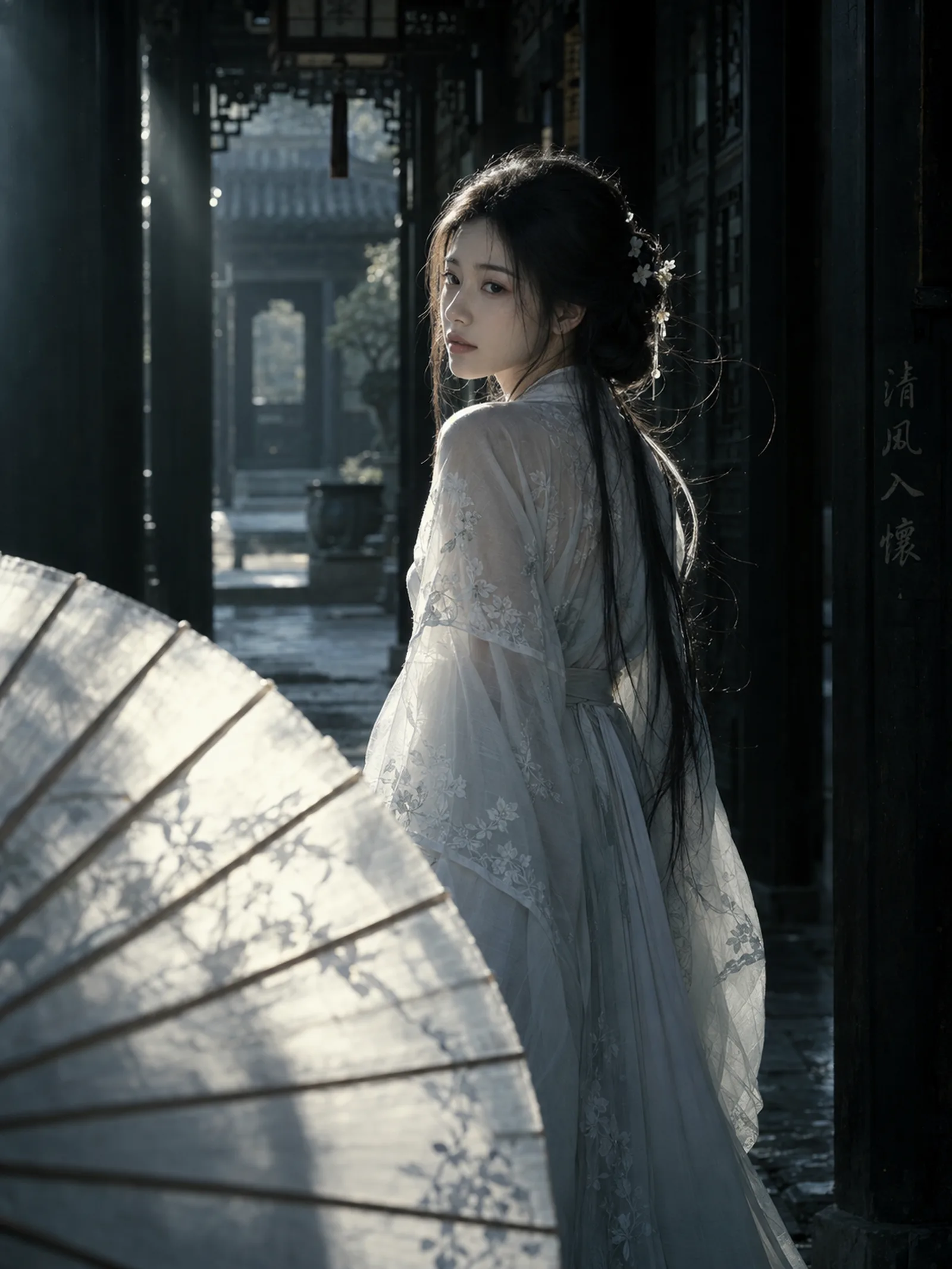 3:4竖幅，电影级写实东方女性古风人像摄影，真实摄影照片质感，高端电影静帧风格。