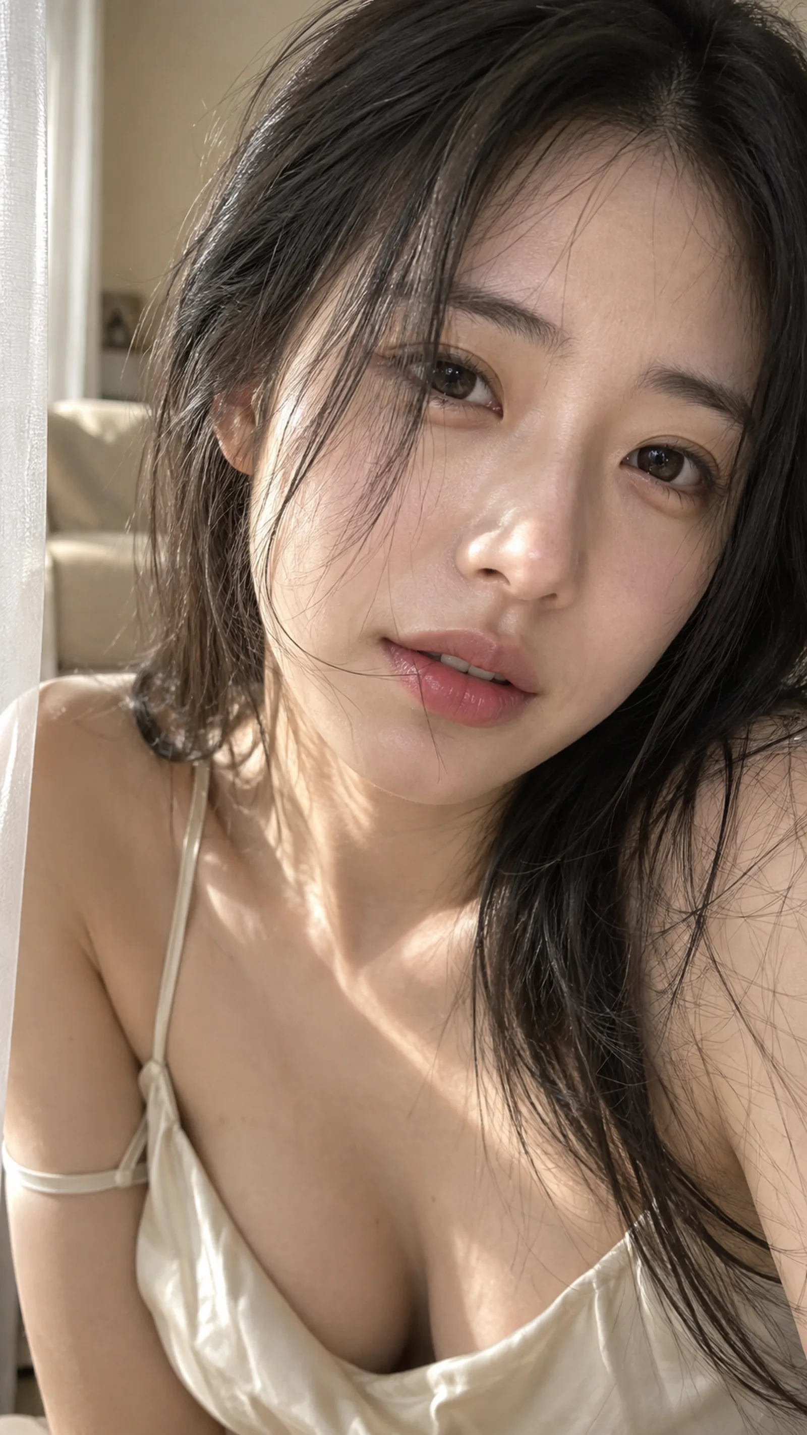 Photorealistic 9:16 intimate close-up po