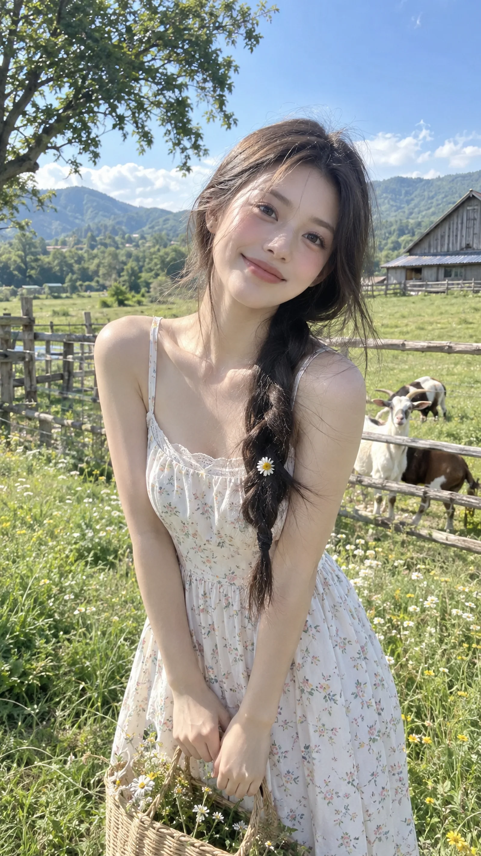 20岁成年少女，日间清亮CCD生活照，清新田园风，9:16。
