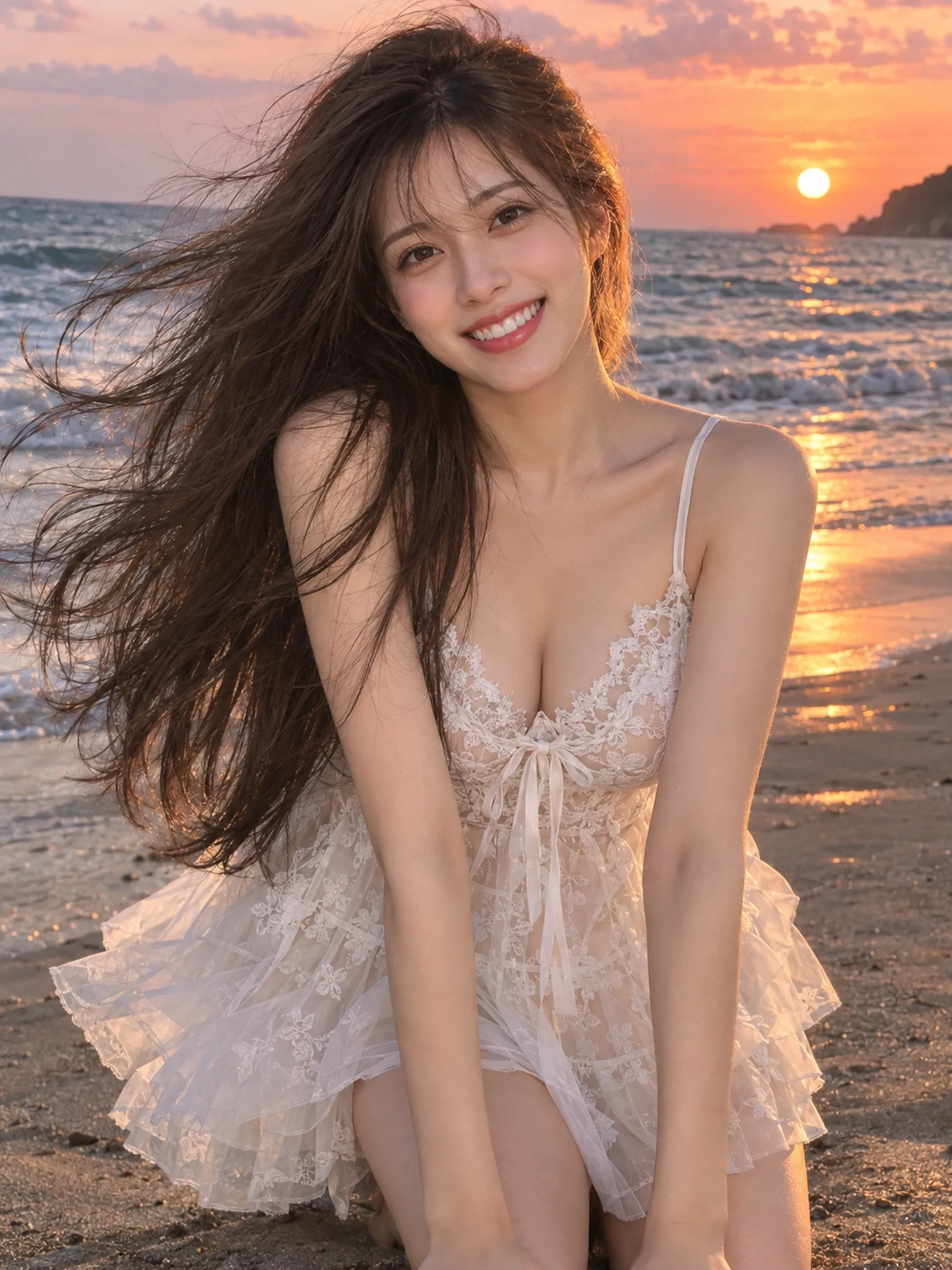 夕波の白い微笑み