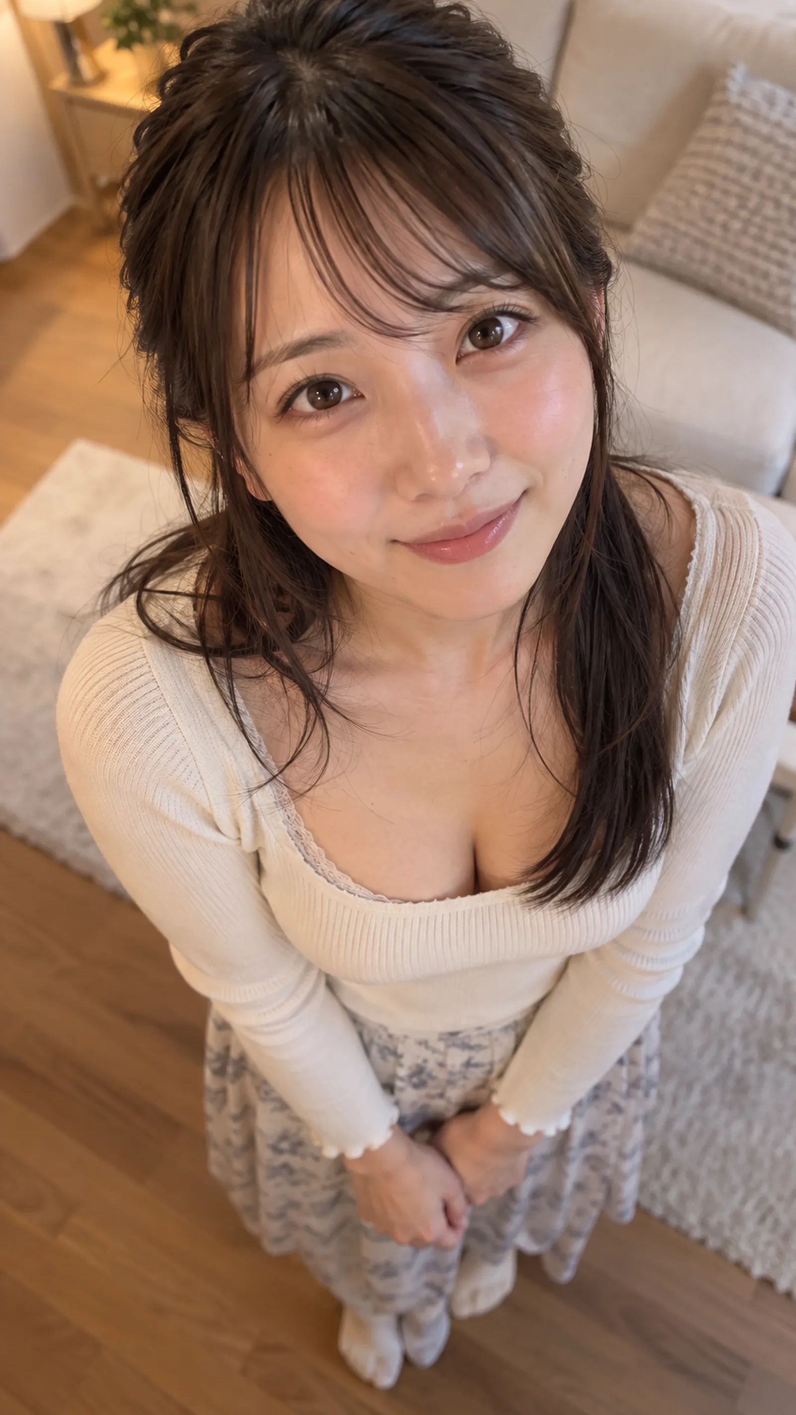 フォトリアルで高精細な成人日本人女性の自然な実写ポートレート、彼女は自然に立ち画