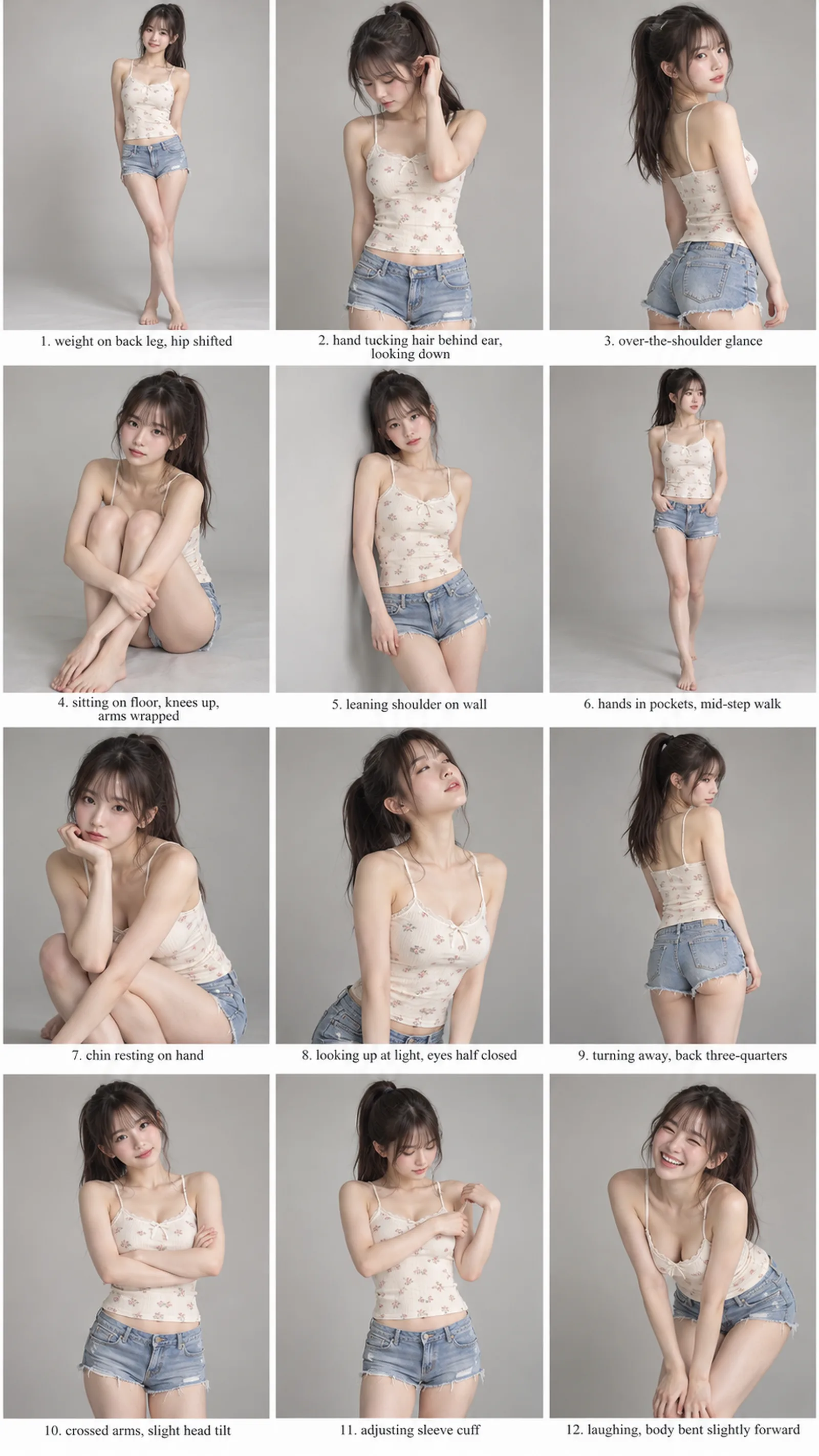 Create one 3x4 grid contact sheet, 12 pa