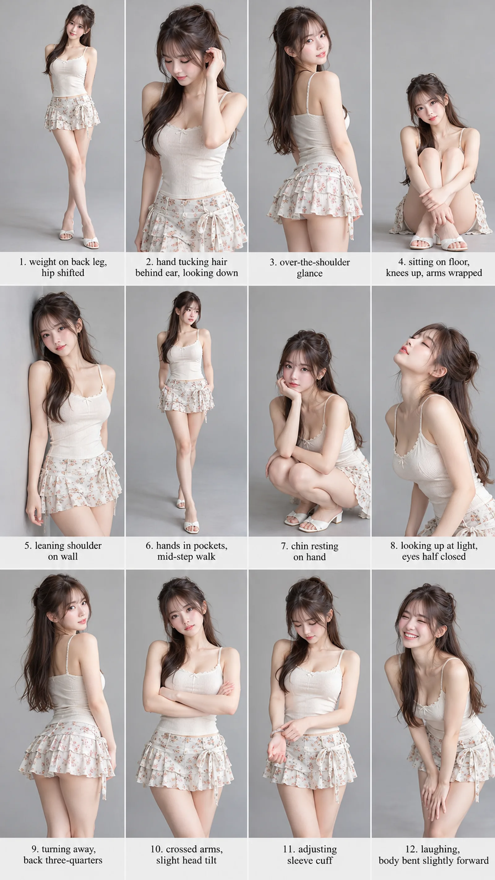 Create one 3x4 grid contact sheet, 12 pa