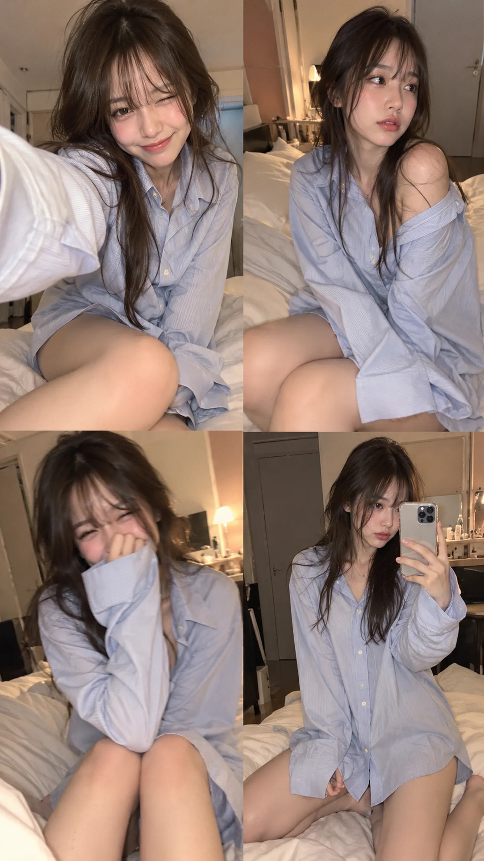 Oversized 男款衬衫 × 慵懒少女感 × iPhone 失败4连拍