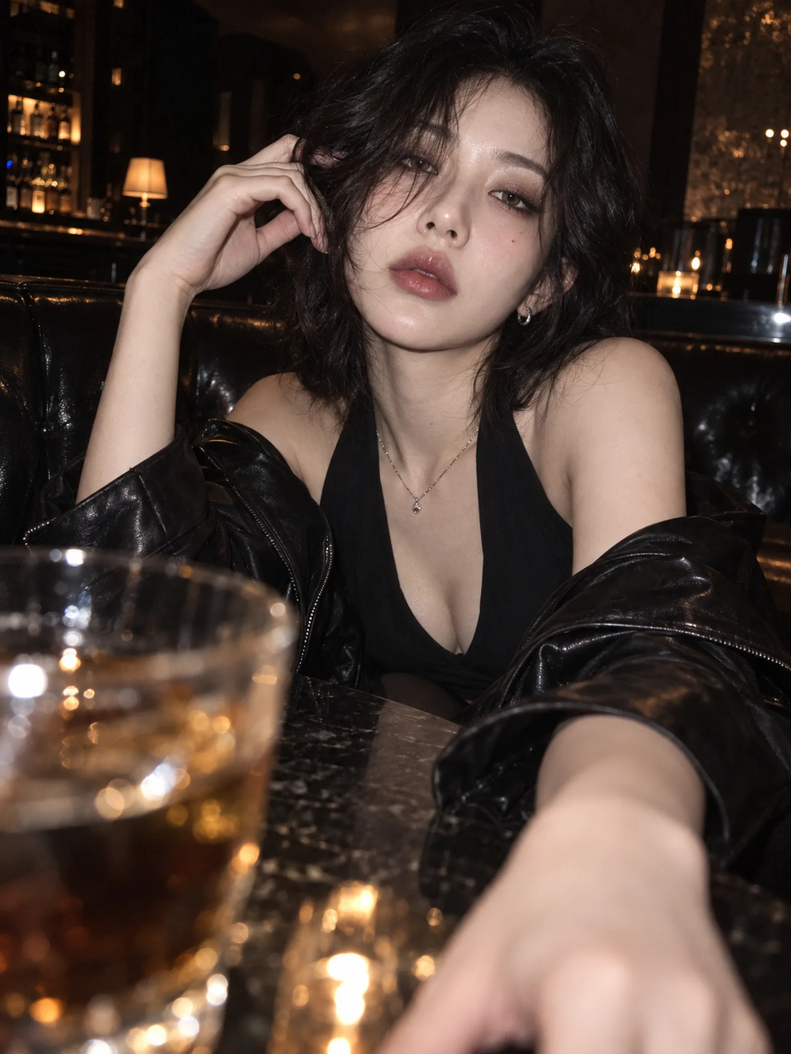 成年韩系女性 × 【昏暗场景】 × 柔化机顶闪光 × 35mm左右广角感 × 背