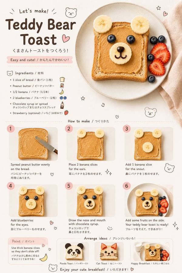 儿童趣味食物造型食谱信息图